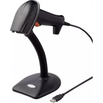Renkforce 2D svītrkodu skeneris vadu 1D, 2D lāzera melns rokas skeneris USB (RF-3376032)