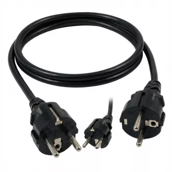 EFB-Elektronik strāvas vads ar iezemētu kontaktdakšu 90° - C13 90°, melns, 3,0 m, 3 x 1,00 mm²