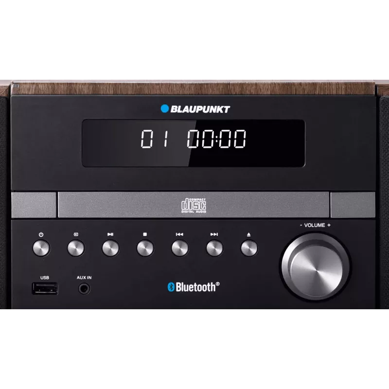 Blaupunkt mikro sistēma ar Bluetooth, CD/MP3, USB, AUX, RDS/ID3 tag, pulksteni un modinātāju