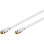 Wentronic Goobay SAT savienojuma kabelis, F-Quick, 100% ekranēts, apzeltīts, balts, 2,5 m - F-Spagars (Quick) F-Spagars (Quick) (62744)
