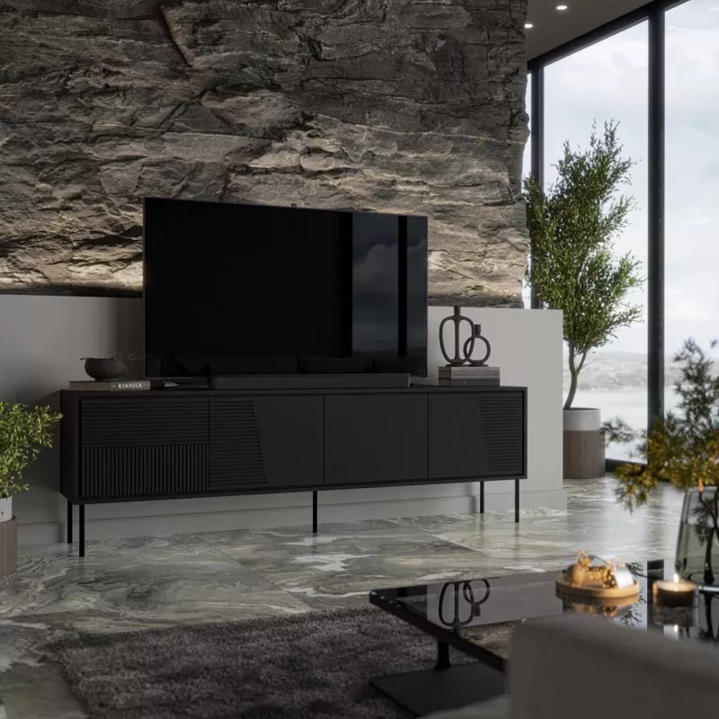 RTV skapis ABI 4D 200x38x62 melns matēts