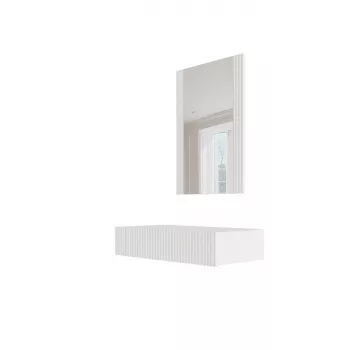 Tualetes galdiņš ar spoguli cama meble PAFOS 80×41,6×100 cm, matēti balts, MDF rāmis, 1 atvilktne