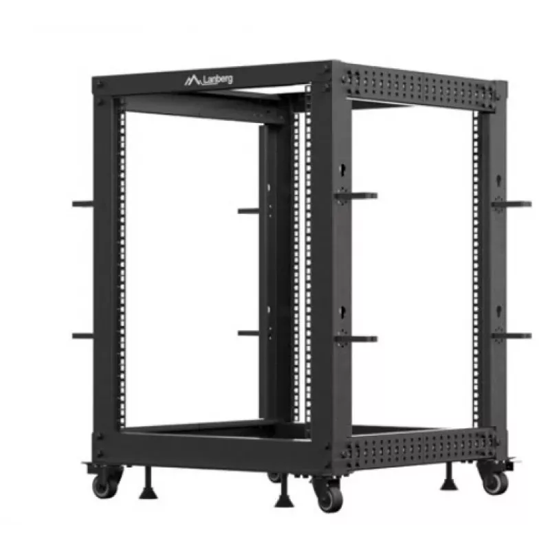 Brīvi stāvošs atvērtais statīvs Lanberg OR01-6115-B 15U Melns 600 kg slodze
