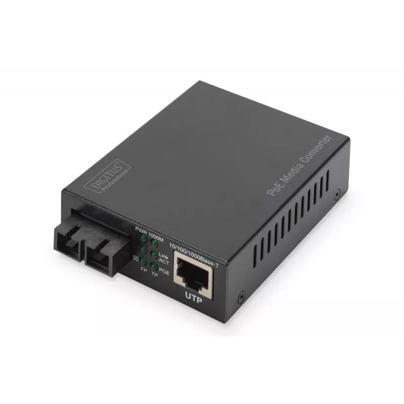 Digitus Gigabit PoE mediju pārveidotājs, RJ45 / SC, MM, PSE