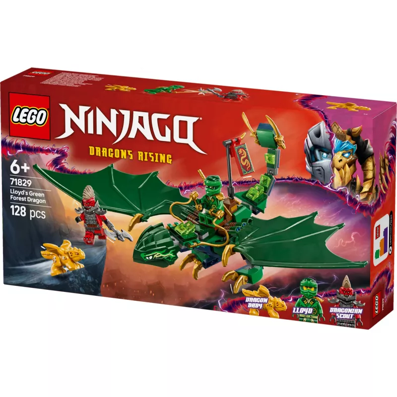 Konstruktoru komplekts LEGO NINJAGO 71829 Lloyda zaļais meža pūķis, 128 gabali, 2 minifigūras, vecumam no 6 gadiem