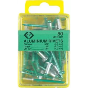 Aklās kniedes alumīnija c.k tools T3819A 612 4,8×9 mm, iepakojums 40 gab.