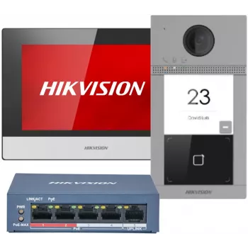 Hikvision DS-KIS604-S(C) video durvju telefona sistēma 2 MP 17,8 cm (7 inch) Melna, Pelēka, Sudraba