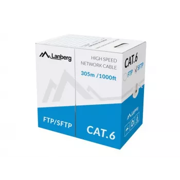 LANBERG tīkla kabelis Cat6 SFTP LCS6-11CU-0305-S, 305 m, 23 AWG, pelēks, PVC apvalks