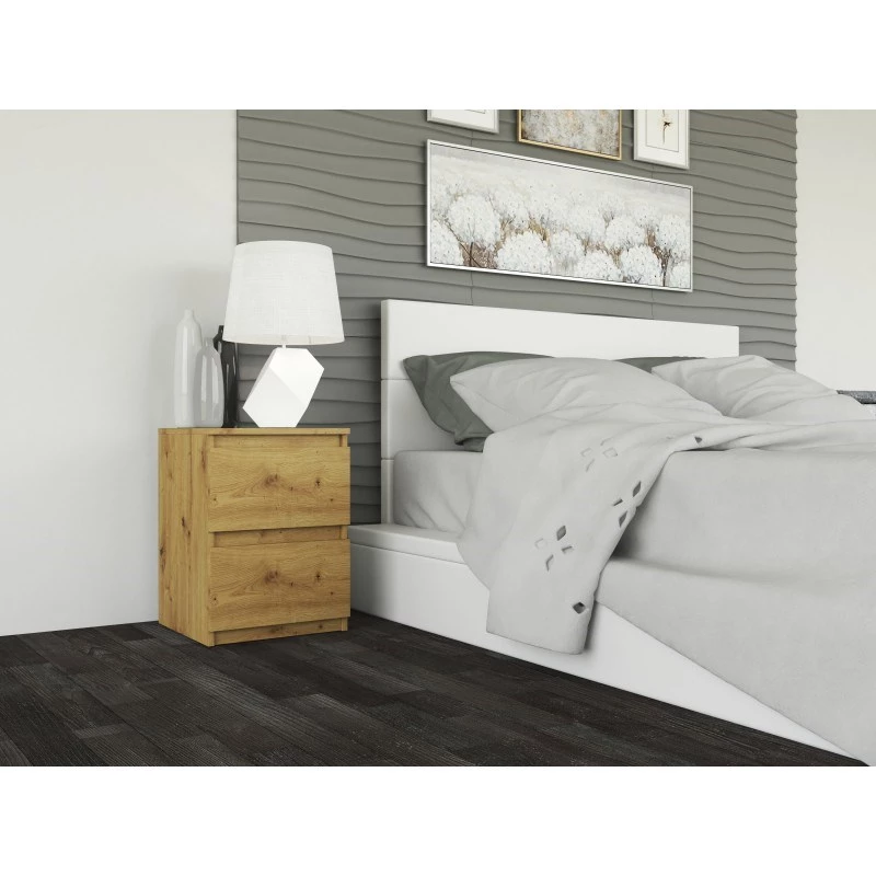 Naktsgaldiņš Top e shop M2 ARTISAN, 2 atvilktnes, Ozolkoka efekts, 300×300×400 mm
