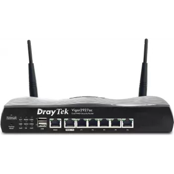 Draytek Vigor 2927ac - Bezvadu maršrutētājs ar 5 portu slēdzi - 1GbE - WAN porti: 2 - Wi-Fi 5 - Divjoslu (v2927ac-DE-AT-CH)