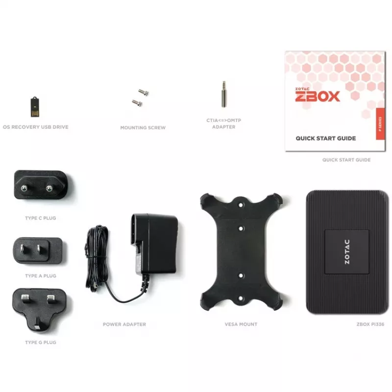 Mini dators Zotac ZBOX PI336-W5C Intel Celeron N6211 4GB RAM 128GB eMMC Intel UHD Windows 11 Pro