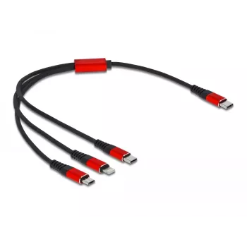 USB uzlādes kabelis DeLOCK 86710 3 in 1 USB Type-C uz Lightning Micro USB 30 cm Melns Sarkans