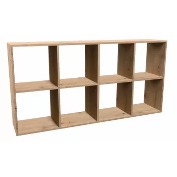 Grāmatu plaukts MALAX 2X4 ARTISAN, dabīgs koks, 8 plaukti, 1470×300×750 mm