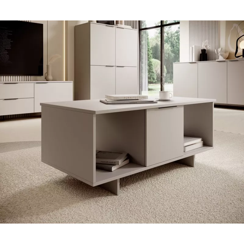 Kafijas galdiņš cama meble ALMA 100×55×55 cm, taisnstūra bēša galda virsma, cashmere apdare
