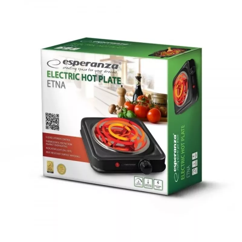 Esperanza EKH012K melnā galda plīts 21 cm 1 zona