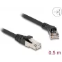 Tīkla kabelis DeLOCK RJ45 Cat.8.1 45° leņķa uz taisnu spraudni 0,5 m melns