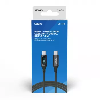 Savio USB-C - USB-C kabelis CL-174 1m melns USB 3.2 Gen 1