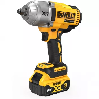 Triecējuzgriežņu atslēga DeWALT DCF900P2T-QW 1/2 collu bezsuku 18 V, 1898 N·m, 5 Ah akumulators, 2 akumulatori, lādētājs, maciņš