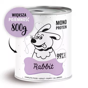 Slapjā suņu barība PAKA ZWIERZAKA Pepe Trusis 800 g — pilnvērtīga konservēta barība pieaugušiem suņiem