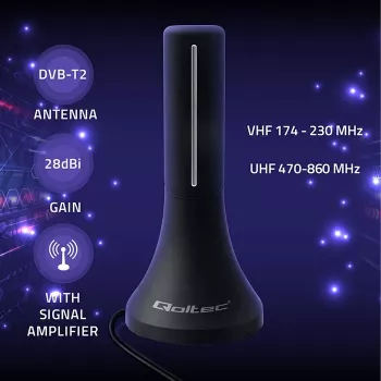 Televīzijas antena QOLTEC TV DVB-T/T2 Qoltec (iekštelpām/āra) modelis 57065