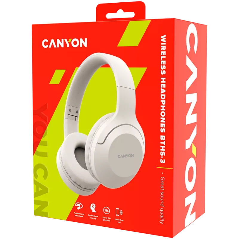Canyon Bluetooth BTHS-3 Austiņas Uz-auss/Stereo/BT5.1 bēšs mazumtirdzniecībai (CNS-CBTHS3BE)