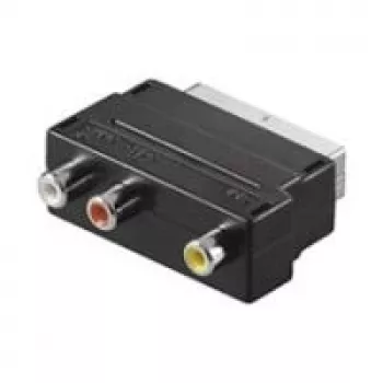 Wentronic Goobay Scart/RCA-Adapter, SCART-Kontaktdakša (21-Pin), Melns - SCART-Kontaktdakša (21-Pin) > 3x RCA-Ligzda (50122)