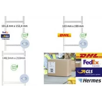 Piegādes etiķetes Herma 58301 perforētas 103 x 199 mm, iepakojums (perforētas loksnes)