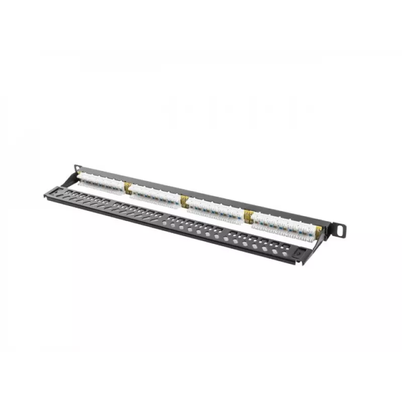 Lanberg PPU5-0024-B - 24 portu RJ-45 Cat5e sadales panelis - melns - metāls - 19 inch 0.5U