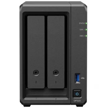 NAS datu aizsardzības iekārta SYNOLOGY DP320, R1600, 8 GB RAM, 16 TB, 2 nodalījumi, HDD atbalsts, RAID, Melna