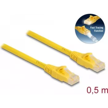 DeLOCK RJ45 kabelis Cat.6A U/UTP 0,5m Dzeltens