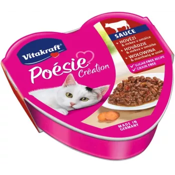 Slapjā barība kaķiem Vitakraft POESIE CREATION SOS — liellopu gaļa un burkāns maisiņš 85 g, 8% olbaltumvielas, 4.5% tauki
