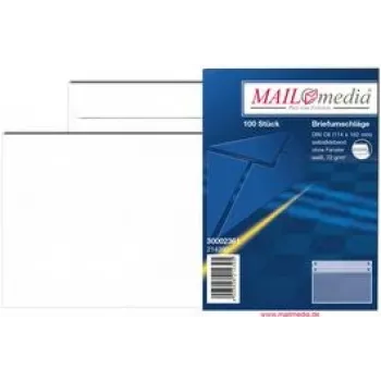 MAILmedia C6 aploksne, balta, bez loga, 70 g/m², pašlīmējoša, pelēks iekšējais drukas nospiedums (214390)