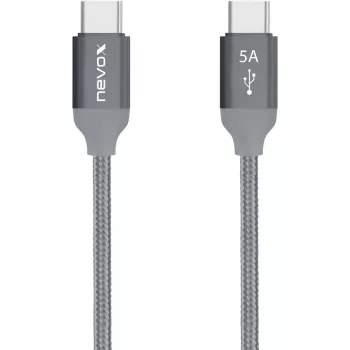 USB kabelis Nevox 1654 USB 2.0 2m USB C pelēks sudrabs