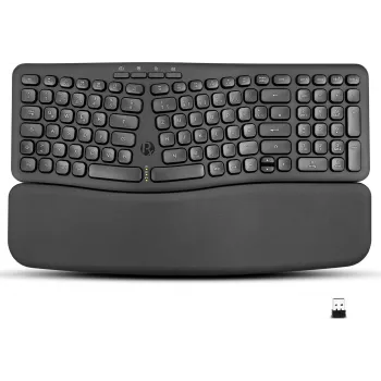Perixx PERIBOARD-636 DE – Bezvadu ergonomiskā klaviatūra ar plaukstu balstu (vācu izkārtojums)
