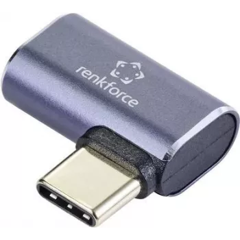 Renkforce USB4® Adapter [1x USB4® Spraudnis - 1x USB-C® Ligzda] 40 GBit/s 90° pa kreisi izliekts, Alumīnija Spraudnis (RF-5245272)