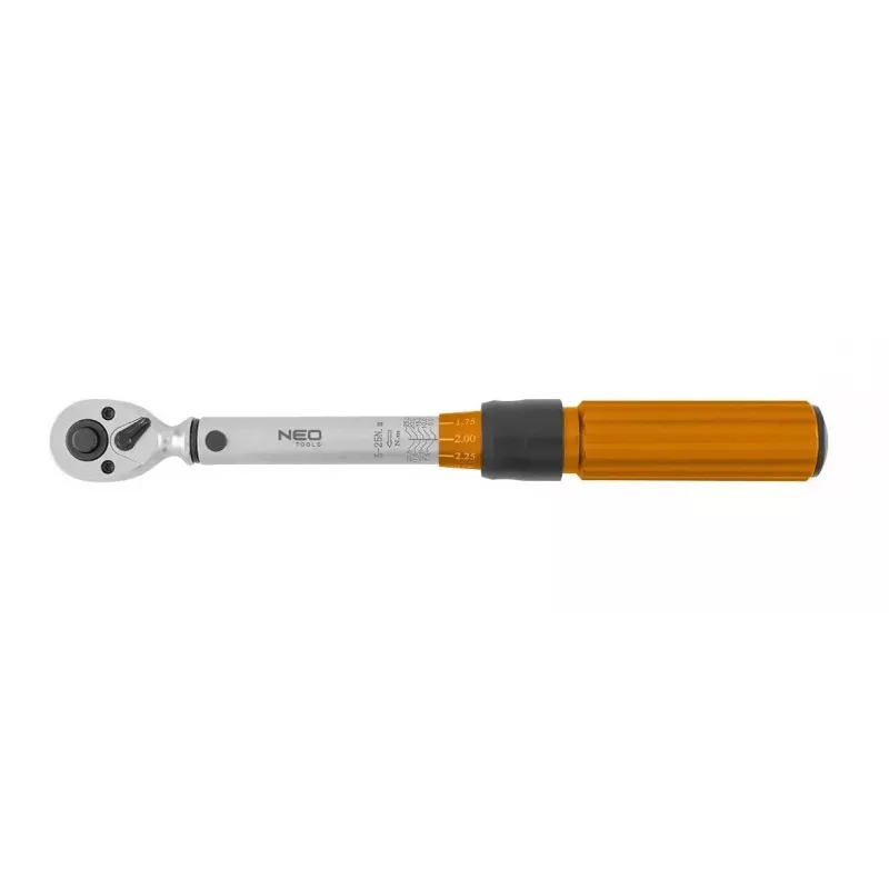 Neo Tools 1/4 divvirzienu griezes momenta atslēga, 5-25 Nm, 21 daļu komplekts