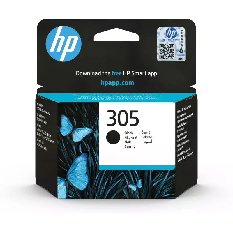 HP 305 Black Original Ink Cartridge, Melna, 1 gab., 120 lapas