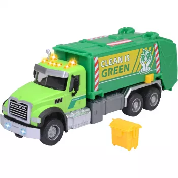 Rotaļlietu transportlīdzeklis Majorette Mack Granite atkritumu vedējs modelis 213743007, metāla lējuma mēroga rotaļlieta