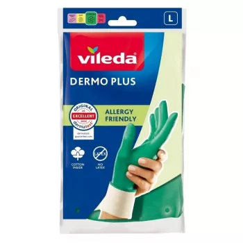 Vileda Dermo Plus ‘L’ Cimdi Zaļi Kokvilna, Nitrils