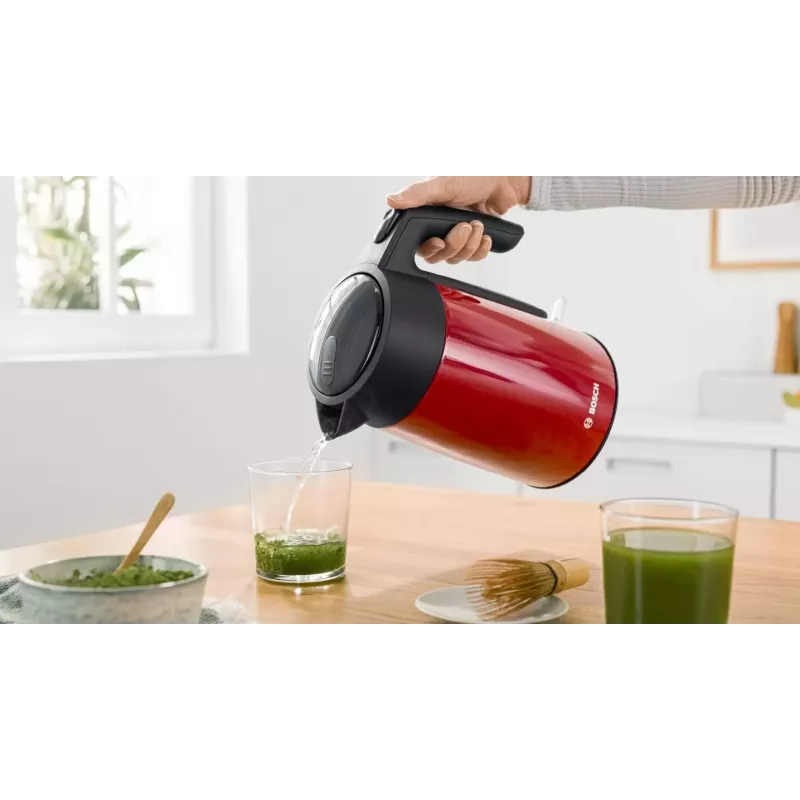 Elektriskā tējkanna Bosch TWK7L464 — 1,7 L, 2400 W, sarkana, plastmasas korpuss
