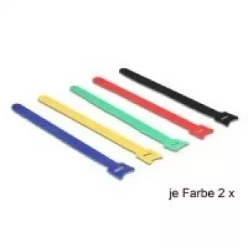 DeLOCK 18636 Kabeļu saites neilons Melns Zils Zaļš Sarkans Dzeltens 240mm 10gab.
