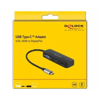 DeLOCK USB-C adapteris uz VGA HDMI DisplayPort 4K 60 Hz