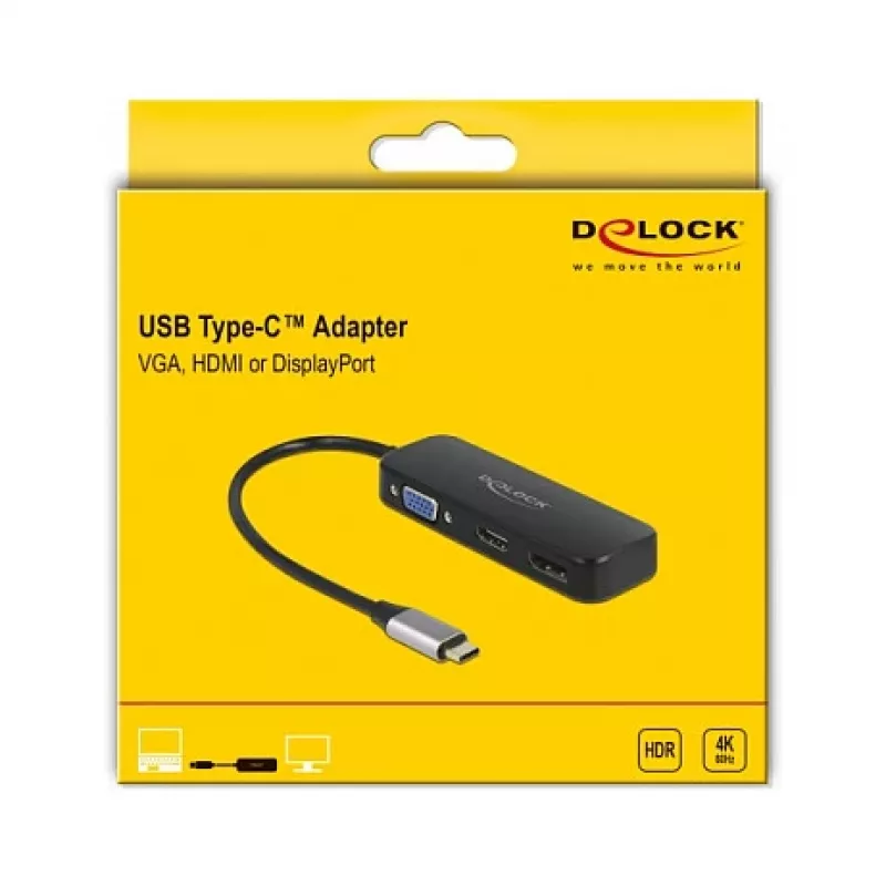 DeLOCK USB-C adapteris uz VGA HDMI DisplayPort 4K 60 Hz