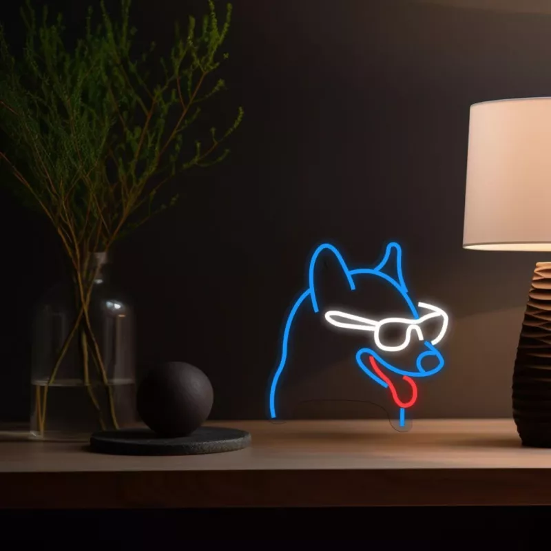 MANTA Neon Lights Dog with Glasses Manta SNL69MT — dekoratīvā LED neona stila sienas gaisma