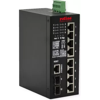 ROLINE Industrial Gigabit Ethernet Switch 8x+ 2x dual-speed SFP pārvaldīts 240W - Slēdzis - 1 Gbps - 10 Porti - Power over Ethernet - Pārvaldīts (21.13.1131)