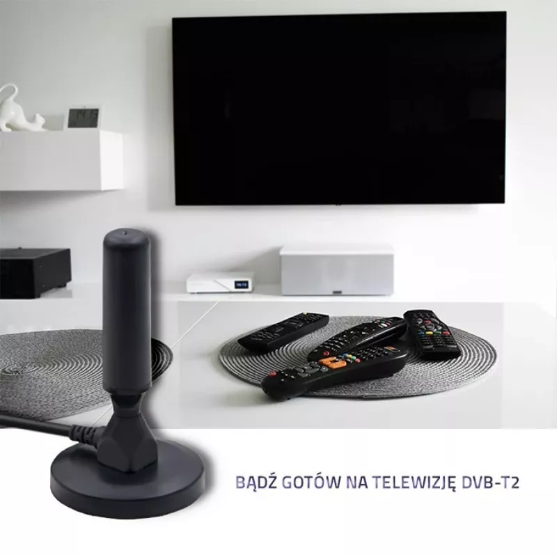 Iekštelpu TV antenna QOLTEC 57016 DVB-T2 — kompakts modelis ciparu virszemes uztveršanai
