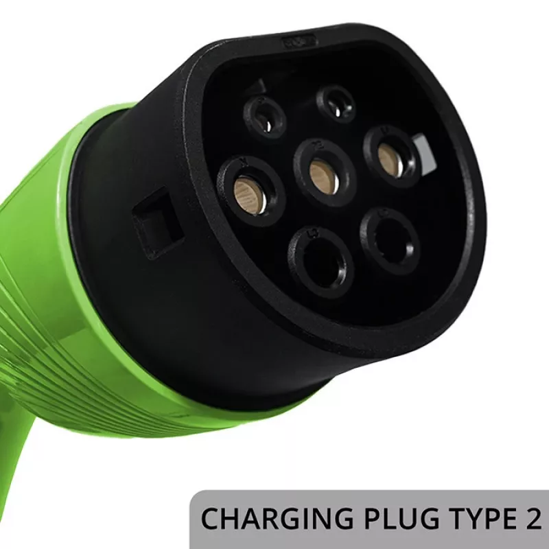 Elektroauto lādētājs QOLTEC Mobile EV 2in1 Type2 11 kW 400 V Wi‑Fi TUYA SMART LIFE LCD portatīvā wallbox 5 m kabelis