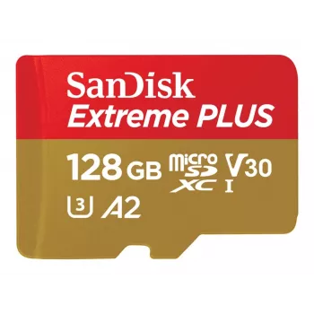 Western Digital Extreme Plus MicroSDXC 128GB + SD Adapter 200MB/s 90MB/s A2 C10 V3 (SDSQXBD-128G-GN6MA)