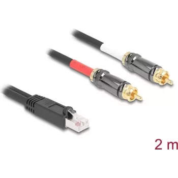 DeLOCK audio kabelis 2 m RJ-45 – 2 x RCA Melns 88171