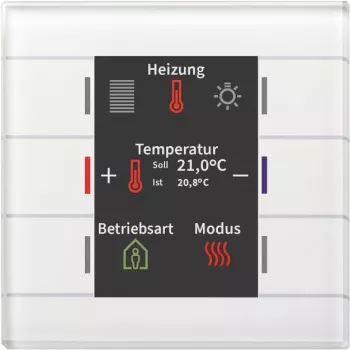 MDT BE-GT2TW.02 Glastaster II Smart stikla taustiņš ar krāsainu displeju un temperatūras devēju, balts